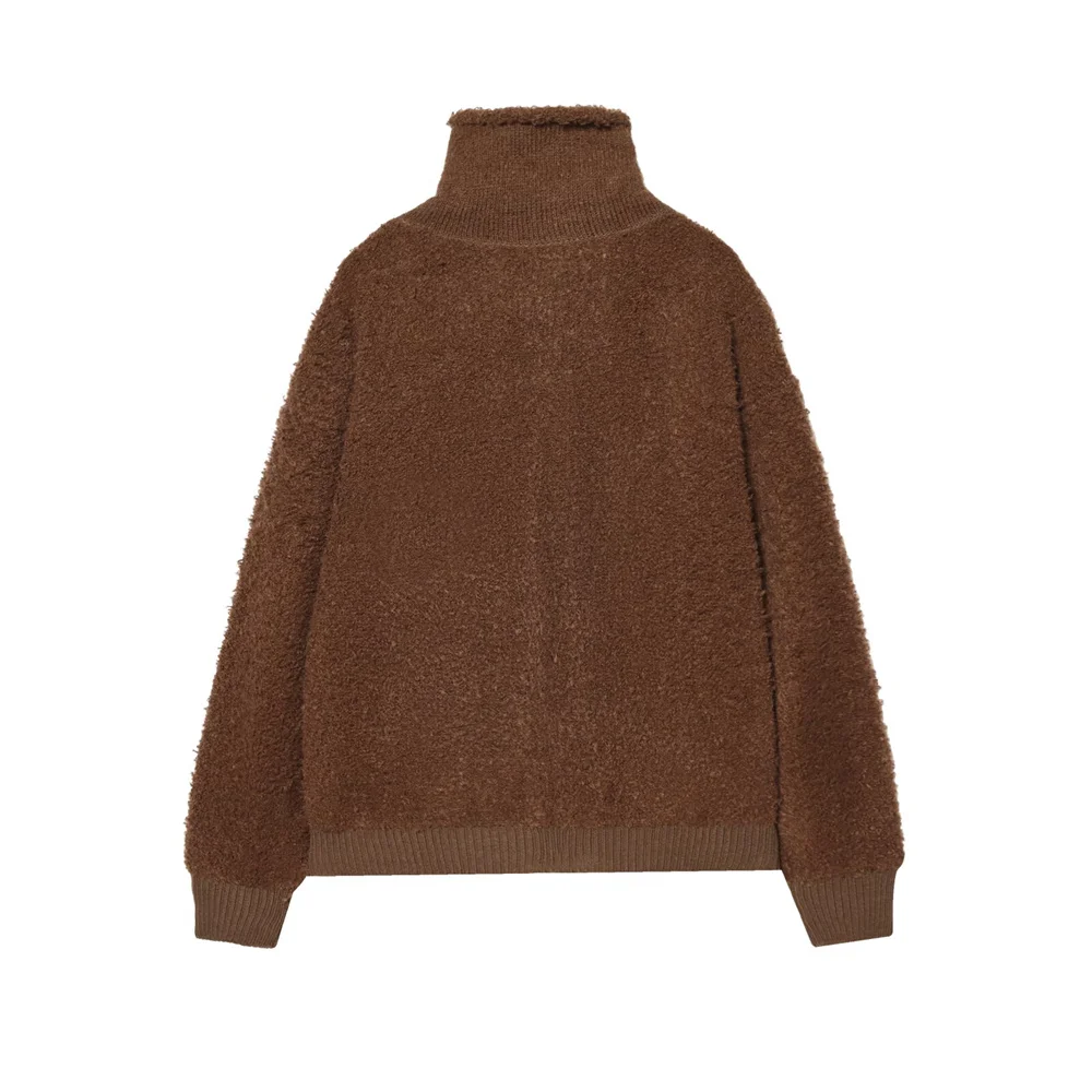 冬の新作 レディースファッション スタンドカラー 長袖 ニット ジップアップ ループニットジャケット パイロットジャケット コート