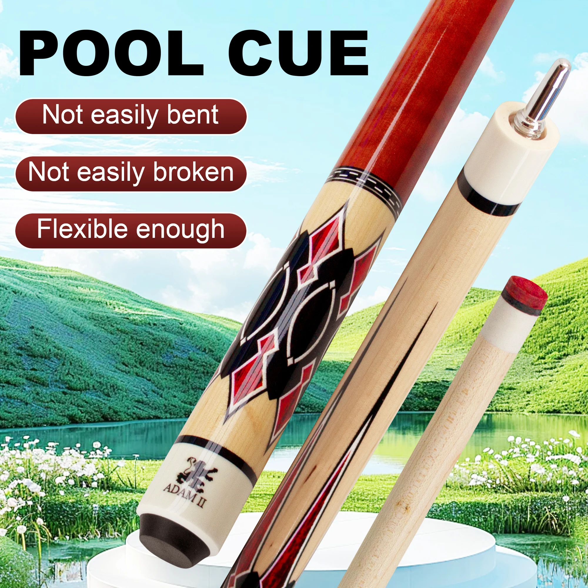 hit productHigh-end Maple Wood Pool Cue - 12.5mm Tip  Joint 1/2 Split Billiard Cue with Unique Pattern