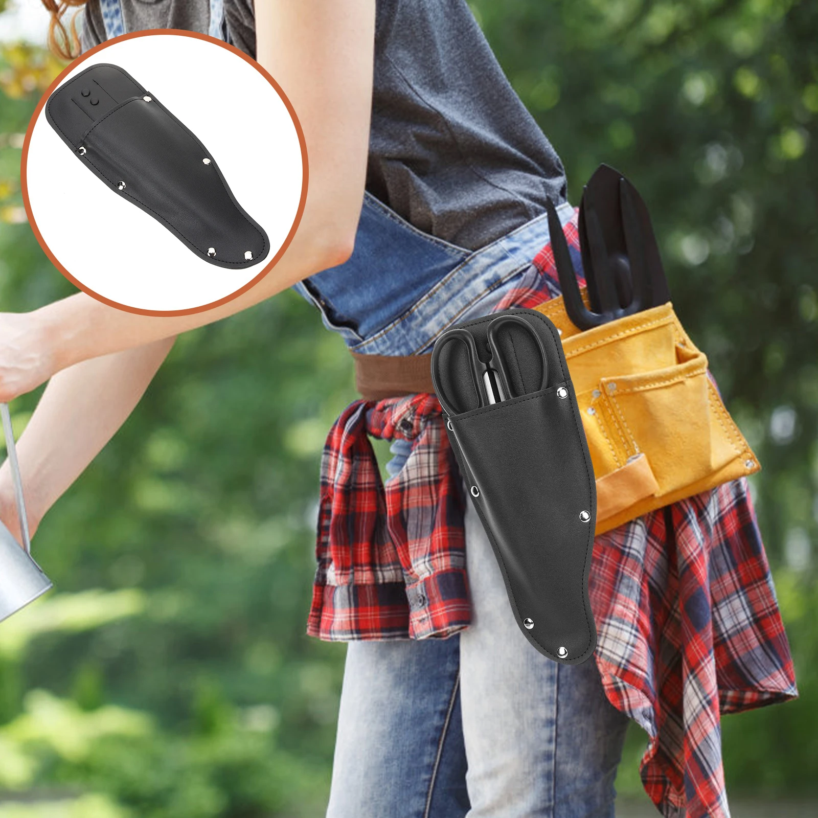

Pruning Shears Trim Toolkit Scissors Cover Case Bag Black PU Durable Comfort Easy Use Secure Belts Gardening Storage