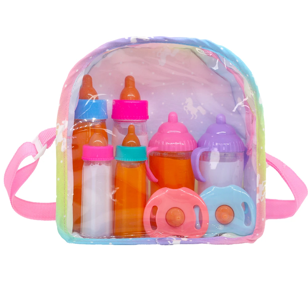 Recém-nascido Boneca Acessórios Kit, Clear Display, Rainbow Bolsa De Transporte, Display Transparente, Window Fit, 14 Polegada Dolls, Set Viagem