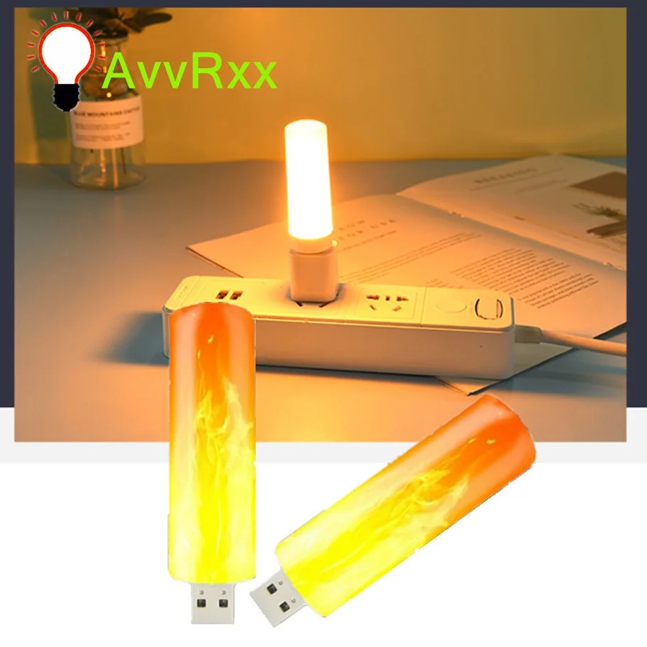 AvvRxx Led Flame Effect Lamp USB Simulation Dynamic Flickering Flame Bulb Interior Decorative Lighting Night Light Fire BulbLamp