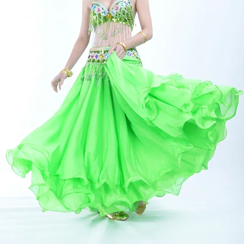 Belly Dance 12 Meters Large Skirt Three-tier Skirt Three-tier Chiffon Curling Belly Dance High-end Skirt without Waist Belt