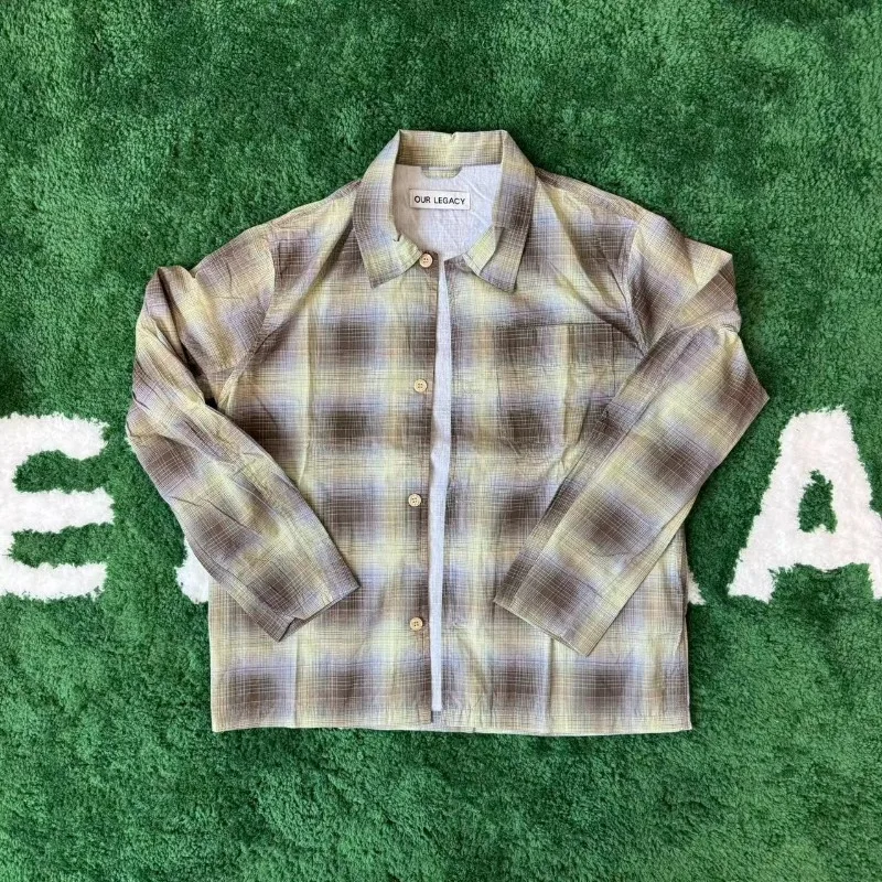 

High Street Our Legacy Vintage Striped Plaid Shirt Men's Casual Comfortable Shirts Women's Versatile shirt Tops