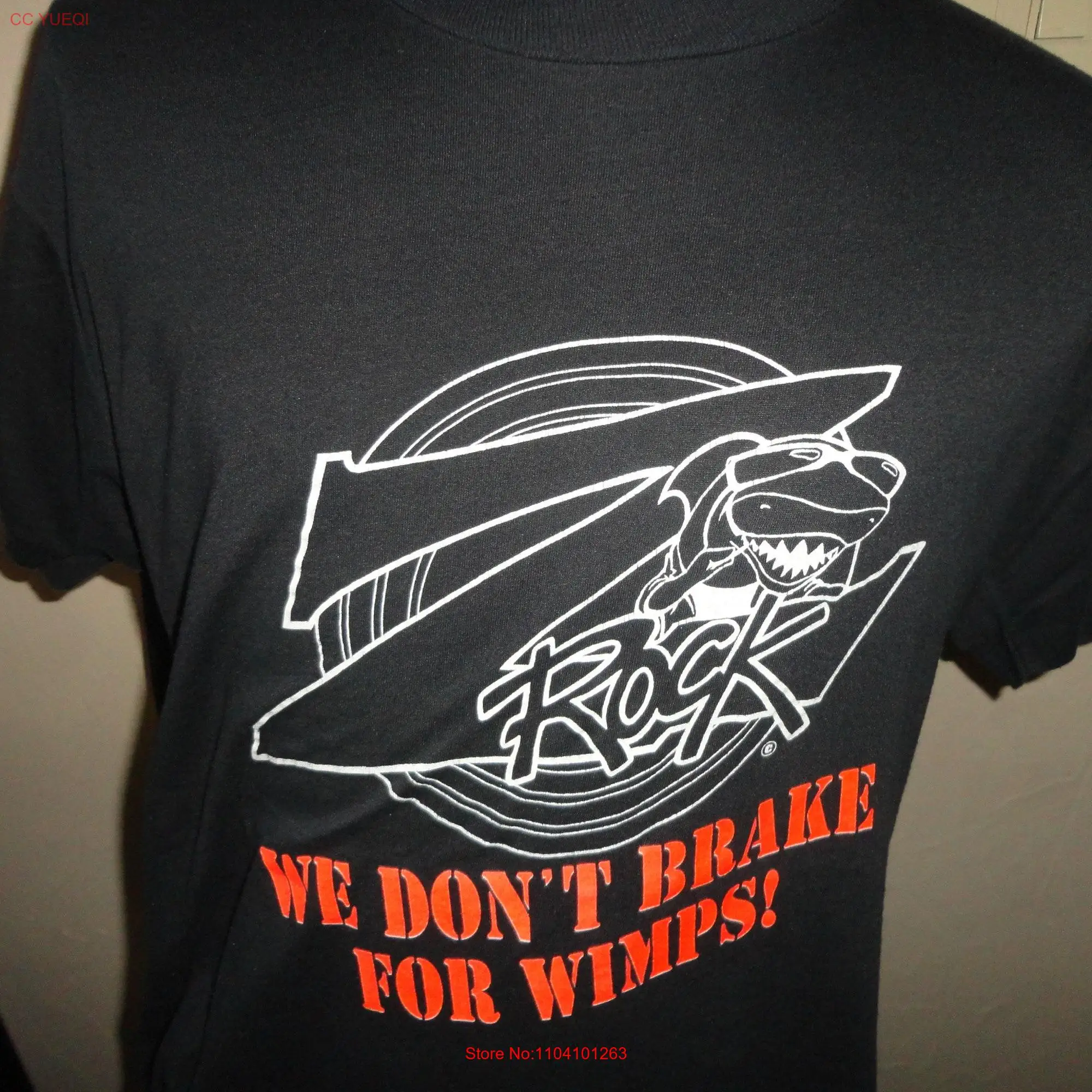 Vtg 80s Z Rock 92 1 Don't Brake For Wimps 50 T Shirt Fits L SHARK DFW Radio long or short sleeves