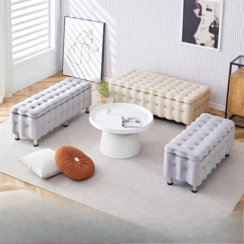 Nordic Clothing Store Storage Bench Entryway Shoe Bench Multifunctional Seat Box for Living Room