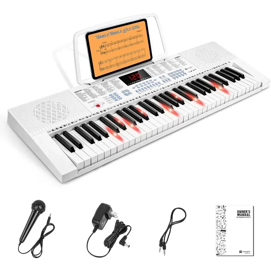 

61-клавишная портативная электрическая клавиатура с мини-клавишами с подсветкой для начинающих музыкантов Компактное электронное пианино идеально подходит для мальчиков и Gi