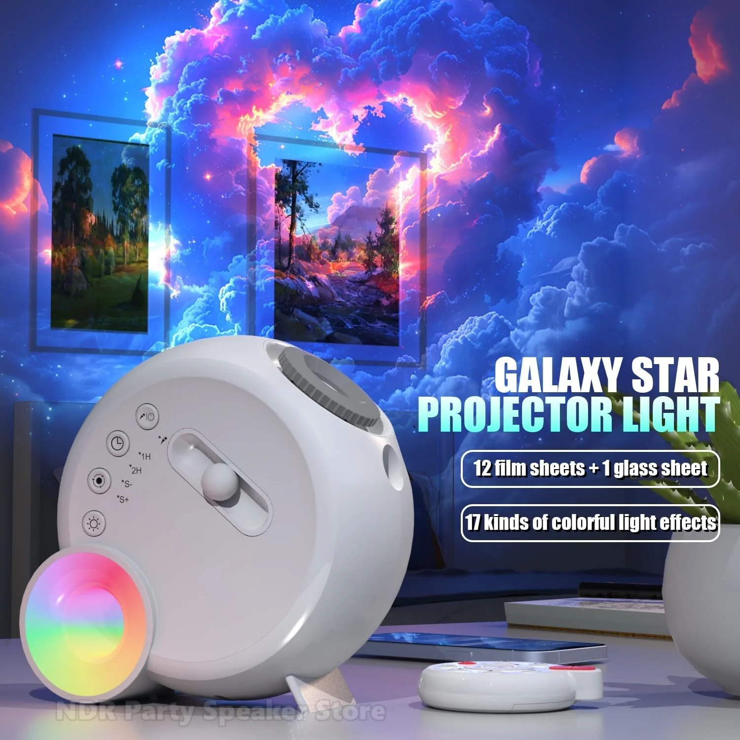 2025 Newest 13-in-1 Bluetooth Speaker Planetarium Meteor Galaxy Star Projector LED Sky Projector Night Light White Noise Bedroom