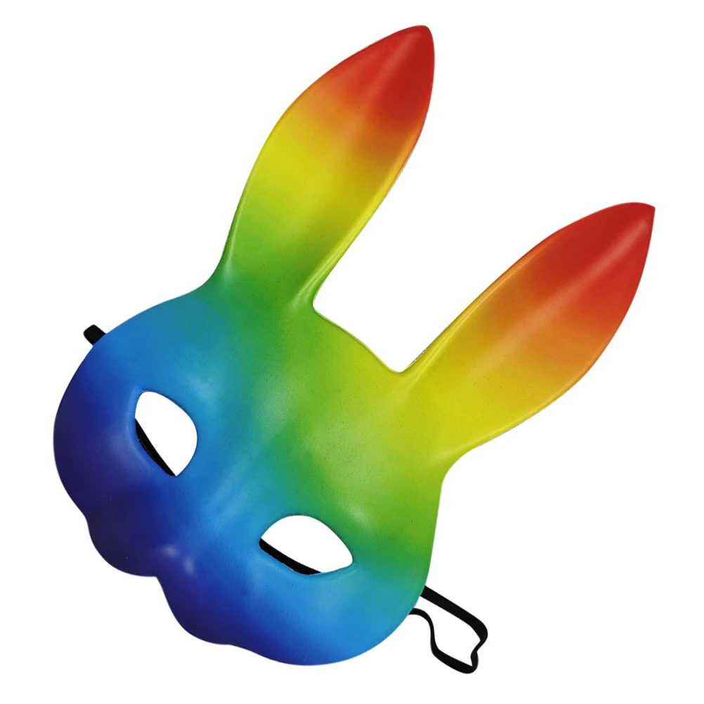 

3D Rainbow Bunny Mask Halloween PU Masquerade Party Rabbit Costume Accessory Carnival Decor Bunny Mask