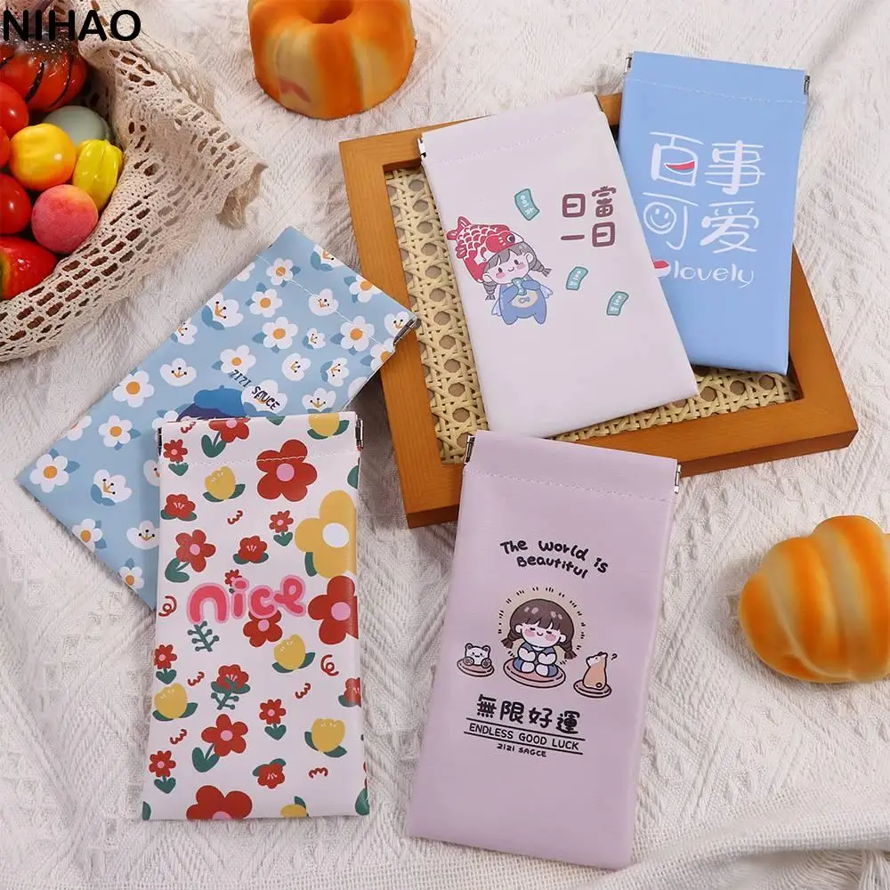 

Bag Eyewear Protective Case Flower Cartoon Girl Coin Purse PU Leather Glasses Case Cosmetic Bag Sunglasses Bag Women Spring Bag