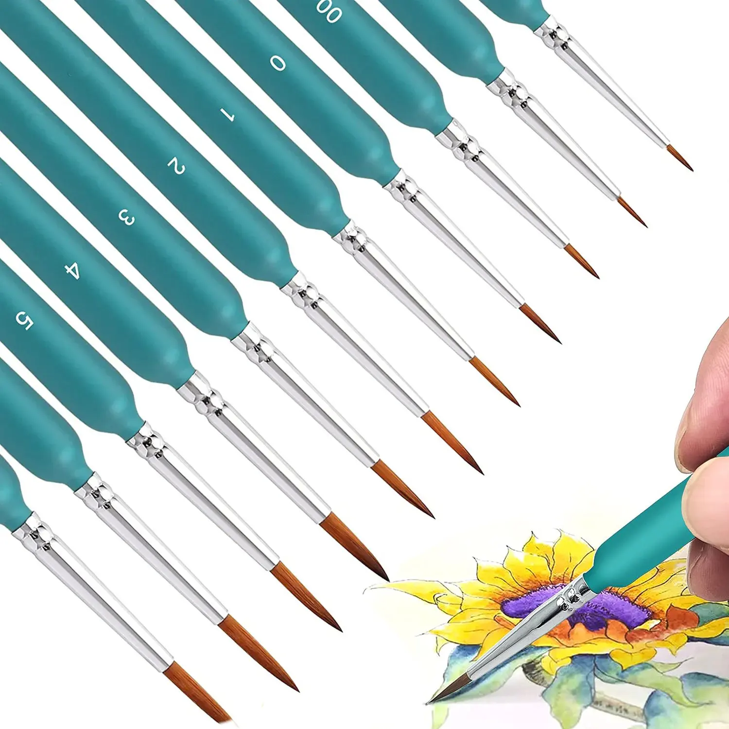 11/22pcs Miniature Paint Brushes Art Painting Brushes Weasel Hair Paint Brush Gouache Watercolor Oil Paints Artists Hand Painted