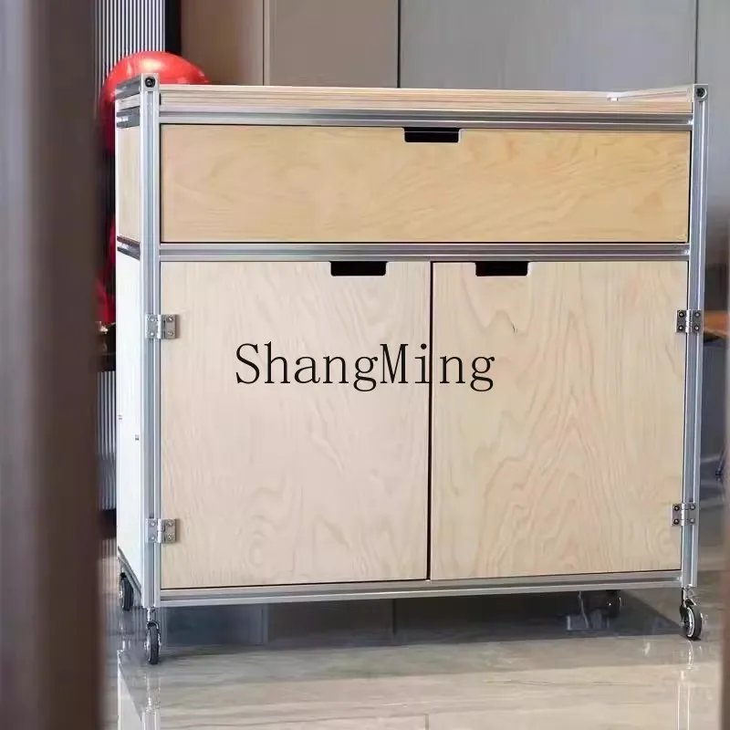 

CL Minimalist Sideboard Aluminum Frame Coffee Machine Birch Ocean Board Storage Kitchen Storage Living Room Tea Wine Cabinet