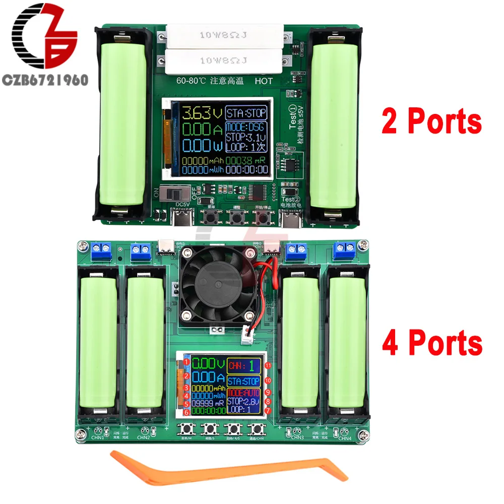 2/4 Ports 18650 Battery Capacity Type-C Tester Module MAh MWh Digital Display Lithium Battery Measurement Power Detector Tester