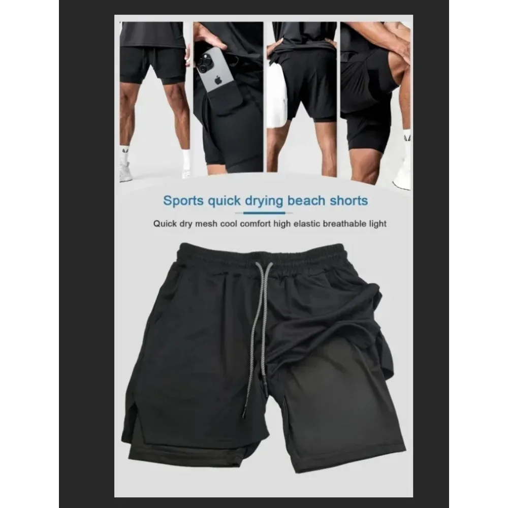 Dragon Ball Anime GOKU Peripheral Printed Summer Double-layer Shorts for Men and Women Commuting Sports Daily Sports Shorts