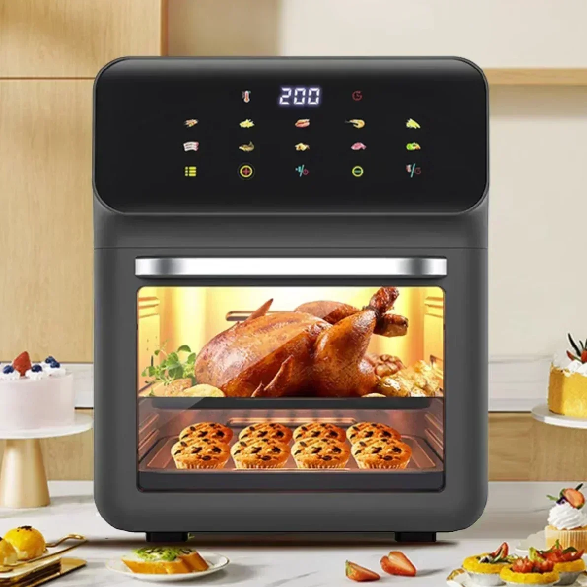 Visual Air Fryer Home Large Capacity Electric Oven Heavy Flat Metal Pan  Three in One electric fryer