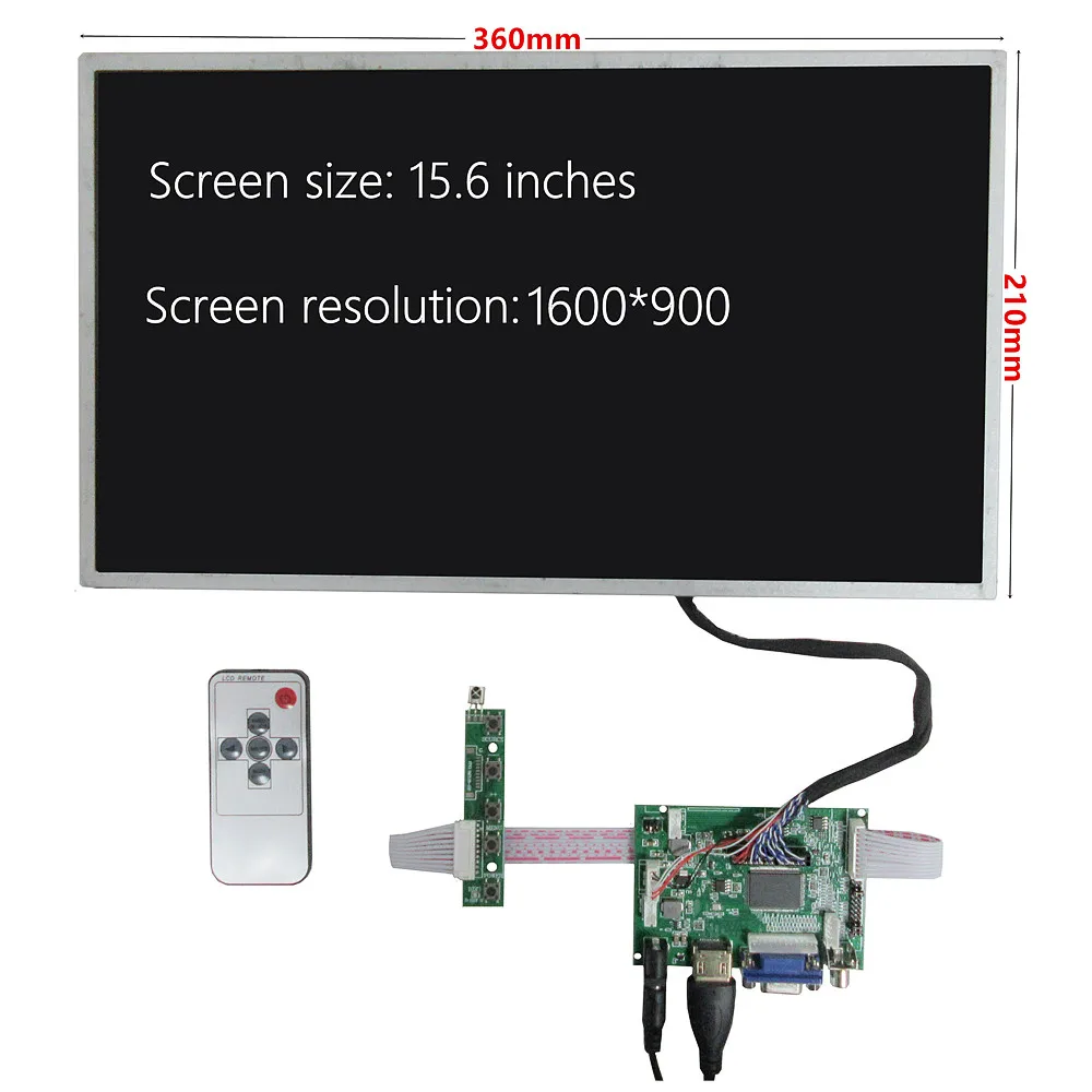 Imagem -03 - Polegada 1600*900 Faça Você Mesmo Monitor de Tela Lcd Vga 2av Hdmi-placa de Driver de Controle Compatível para Computador pc Tela Secundária 15.6