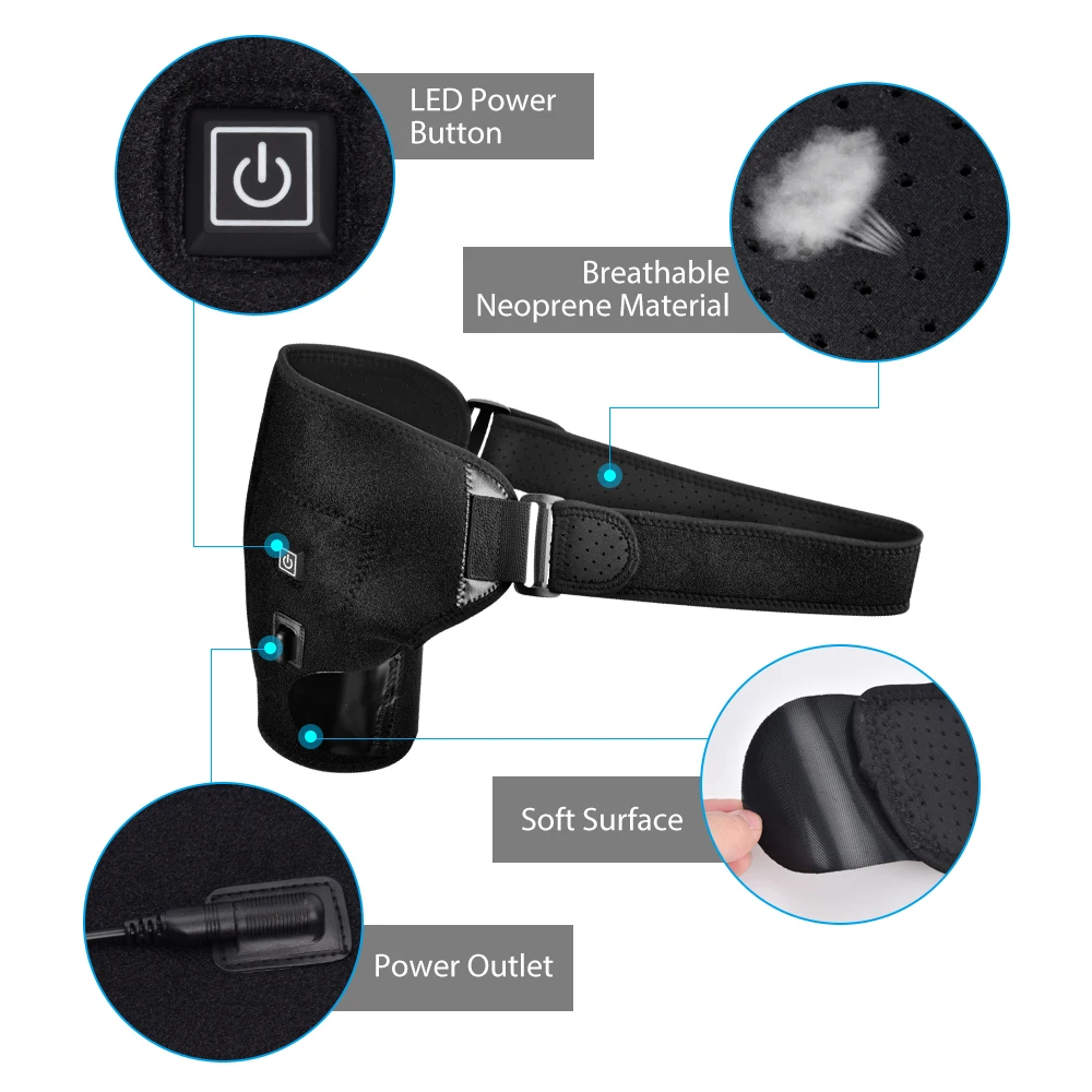 Electric Heating Shoulder Brace Vibration Shoulder Massage Support Belt Strap For Arthritis Joint Injury Pain Relief