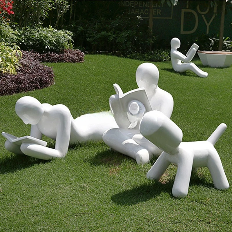FRP reading villain school square sculpture lawn outdoor campus cultural landscape