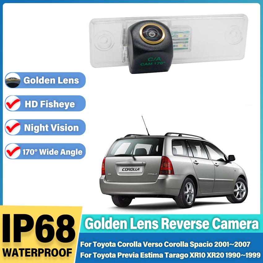 Rear View Reverse Camera For Toyota Corolla Verso Corolla Spacio Previa Estima Tarago XR10 XR20 CCD Golden license Plate Camera