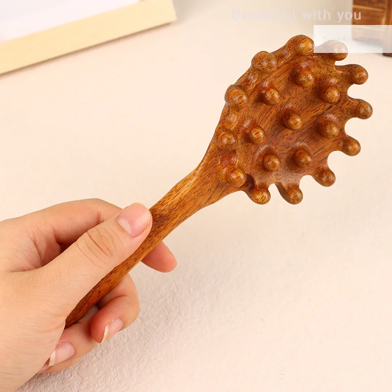 Sandalwood Scalp Massage Comb Dredging 20 Nails Coarse Toothed Guasha Massage Meridian Comb Body Beautify Blood Dredging Care