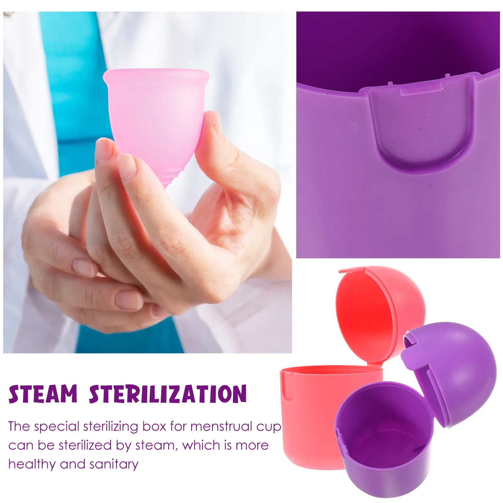2Pcs Menstrual Cup Storage Box Portable Microwave Sterilizing Case Personal Female Supply Organizer Steam Cleaner Holder Period