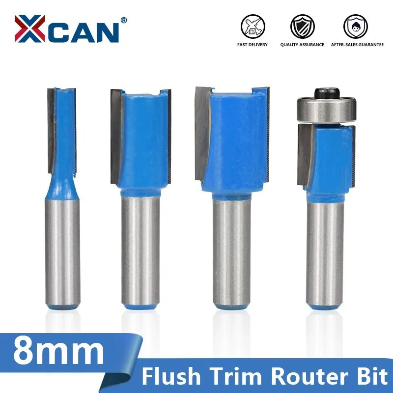 XCAN Flush Trim Pattern Router Bit 8mm Shank Woodworking Straight Milling Cutter