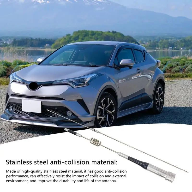 Car Antenna Double Bands Stainless Steel Car Antennas Adjustable Height Stable Signal Transmission For Various Car