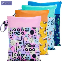 Double Pocket Wet Bag Waterproof Baby Cloth Diaper Bags Patchwork Prints Travel Wet Dry Bag Reusable Baby Nappy PUL Wet Bag