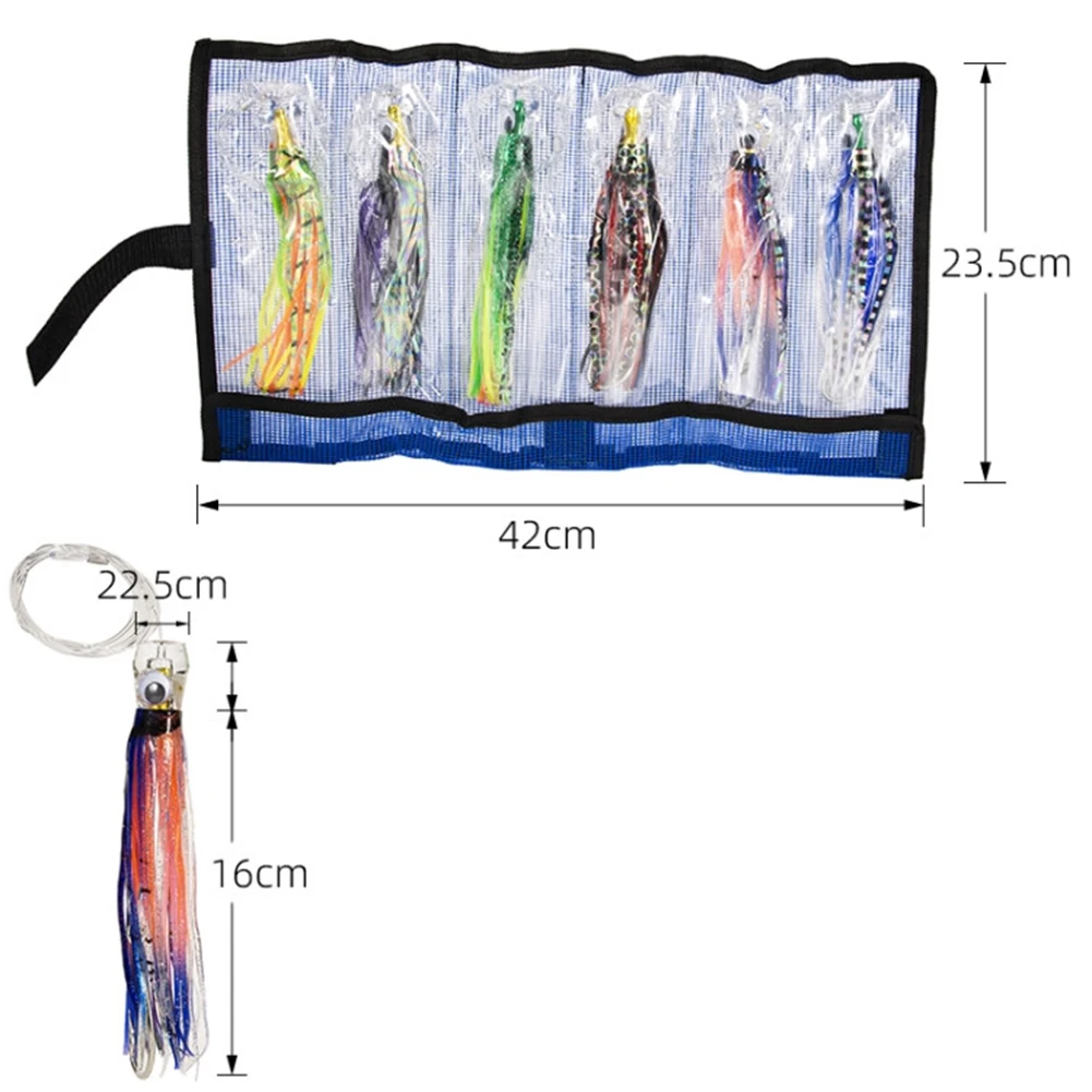 6 Pcs/set Steel 6.5 Inch Trolling Acrylic Octopus  Lure Artificial Bionic Tuna Mackerel Fake Bait For Deep Water Saltwater