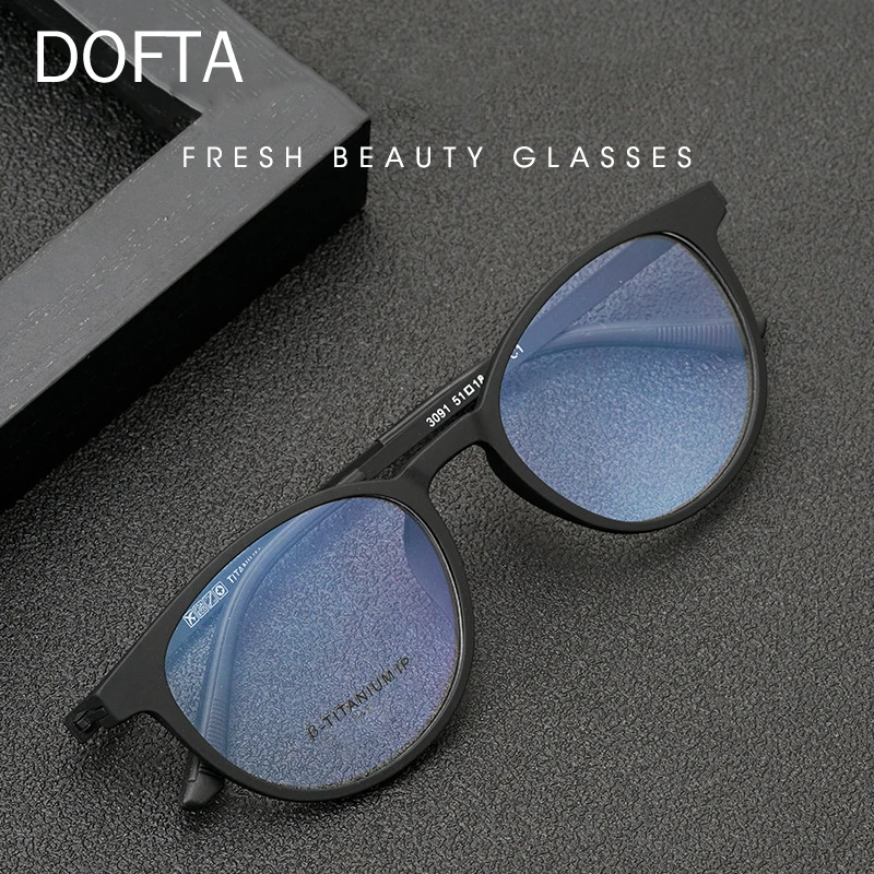 DOFTA Titanium Alloy Prescription Glasses Frame Women Men Round  Myopia Eyeglasses Frames New Full Optical  Eyewear 5905