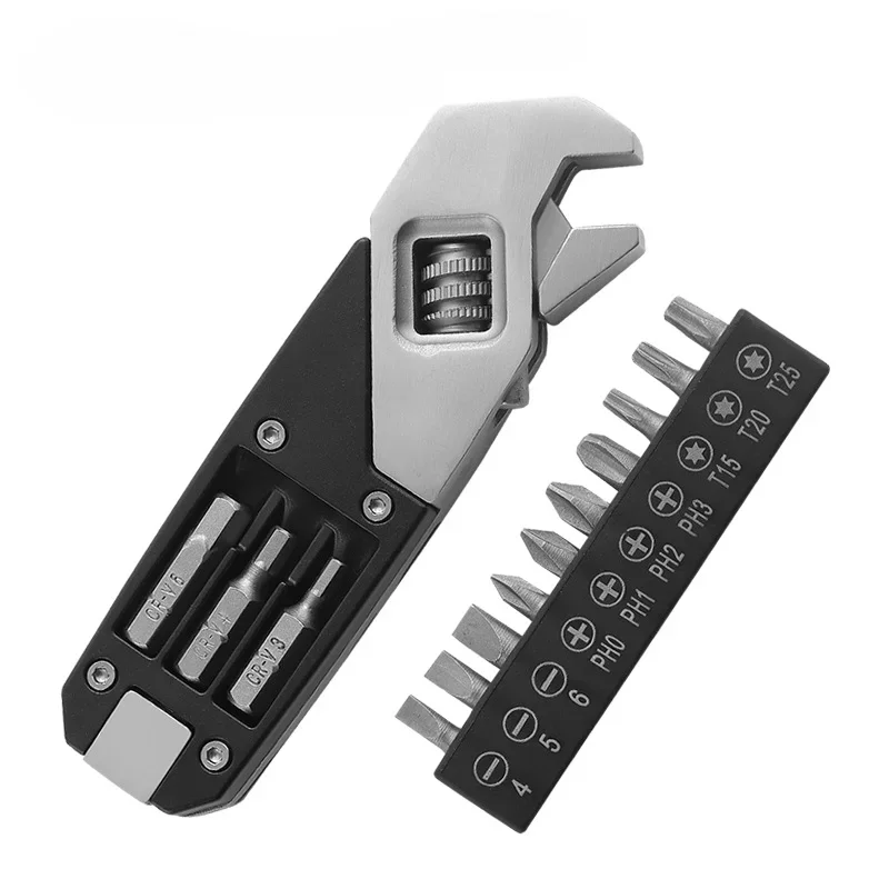 

17 in 1 Outdoor Tool Adjustable Wrench Hex Wrench with Screw Head Mini EDC Tool Wrench Set