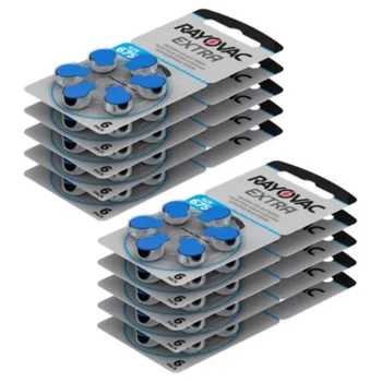 (60 Stück) Rayovac Extra Quecksilberfreie Hörgerätebatterien, Größe 675 675 A, A675 PR44-Batterie für Schallverstärker-Zubehör