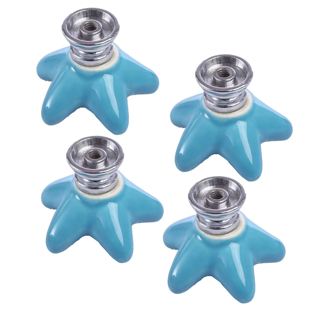 

4Pcs Drawer Knobs Ceramic Sea Star Design Cabinet Door Handle Pull Knob Replacement for Home Decor Stylish Fixture