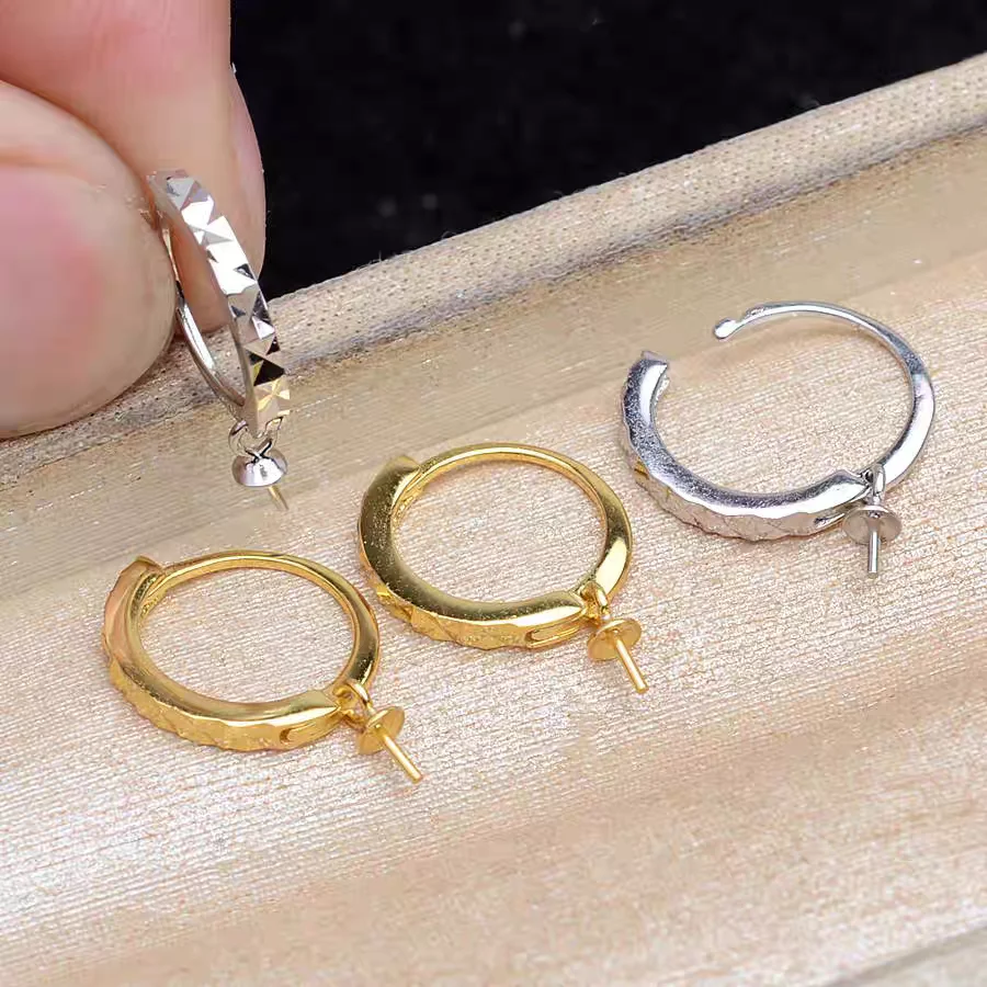 

S925 Sterling Silver Earrings Base Findings Mountings Jewelry Mounts Fittings Accessories for 8-10mm Pearls 3 pairs/lot