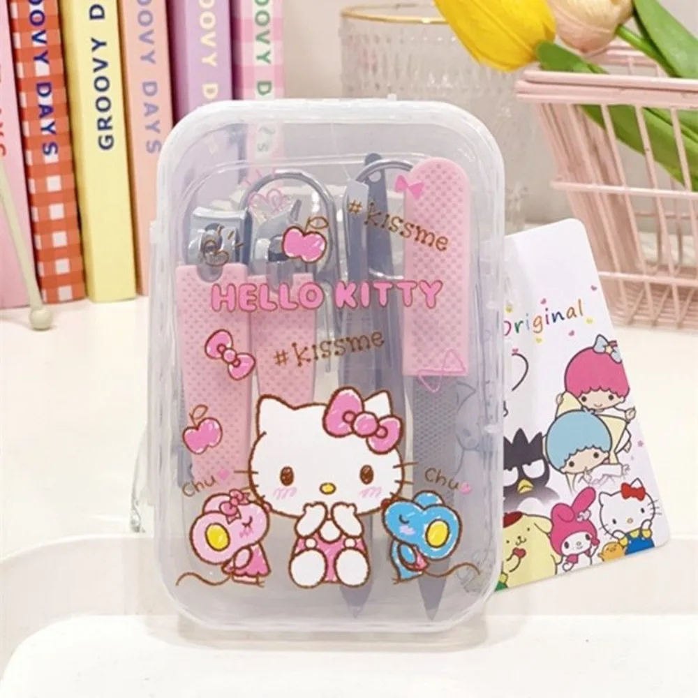 Sanrio Hello Kitty Kuromi moja melodia Pachacco kreskówka urocza obcinacz do paznokci drukowana narzędzia do Manicure zestaw obcinaków do paznokci ze stali nierdzewnej