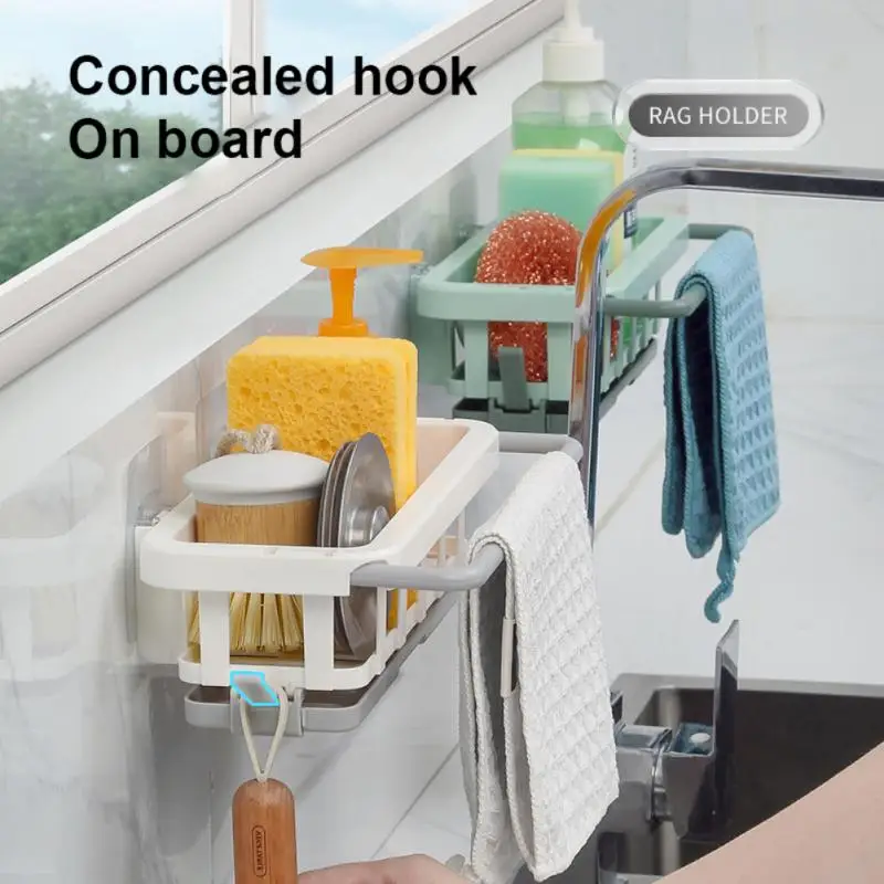 Telescopic Sink Shelf Kitchen Sinks Organizer Soap Sponge Holder Sink Drain Rack Storage Basket Kitchen Gadgets Accessories Tool