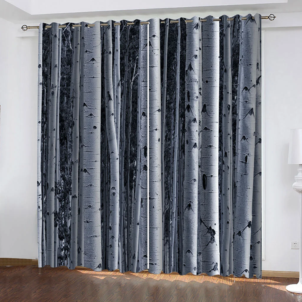 High quality custom 3d curtain fabric grey forest curtains 3D Window Curtain For Living Room