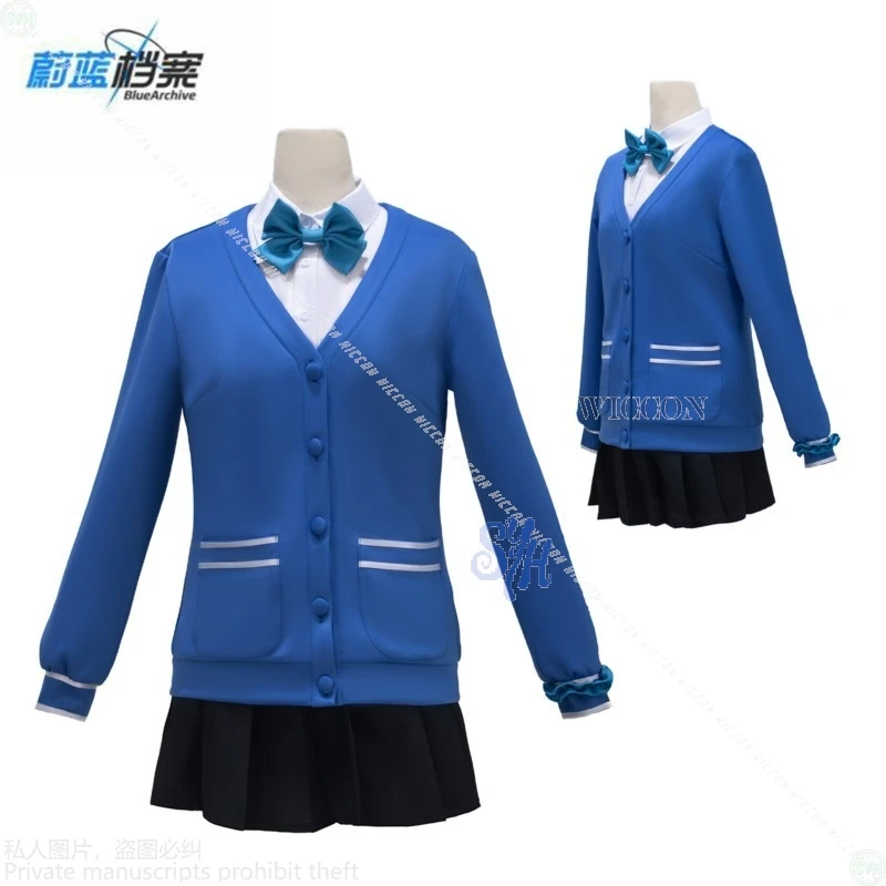 Anime Game Blue Archive Asuma Toki Cosplay JK Kawaii Jirai Kei Long-Sleeve Dark Blue Knitted Sweater Dress for Girls Lolita Hall