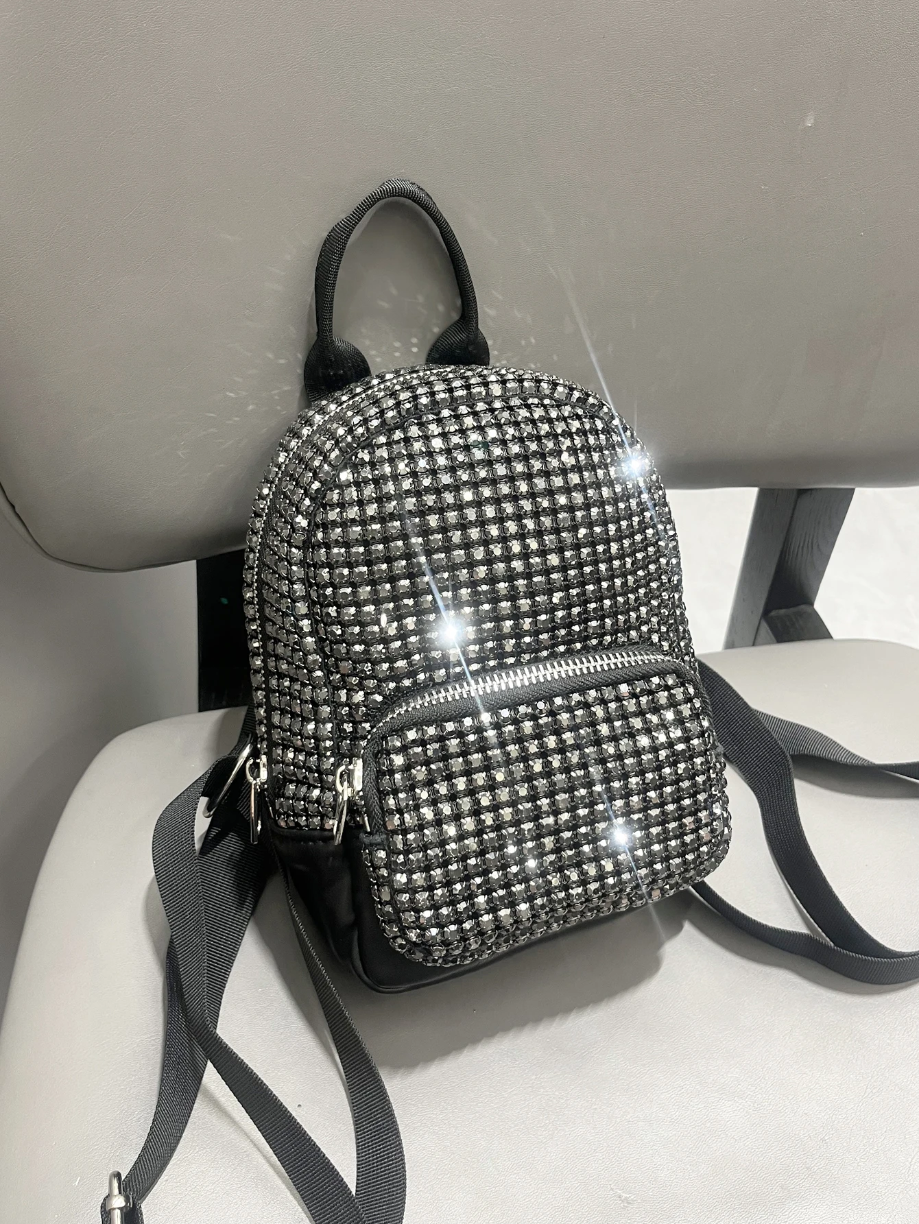 Shiny Crystal Backpack rhinestone Handmade purses and  display picture 1