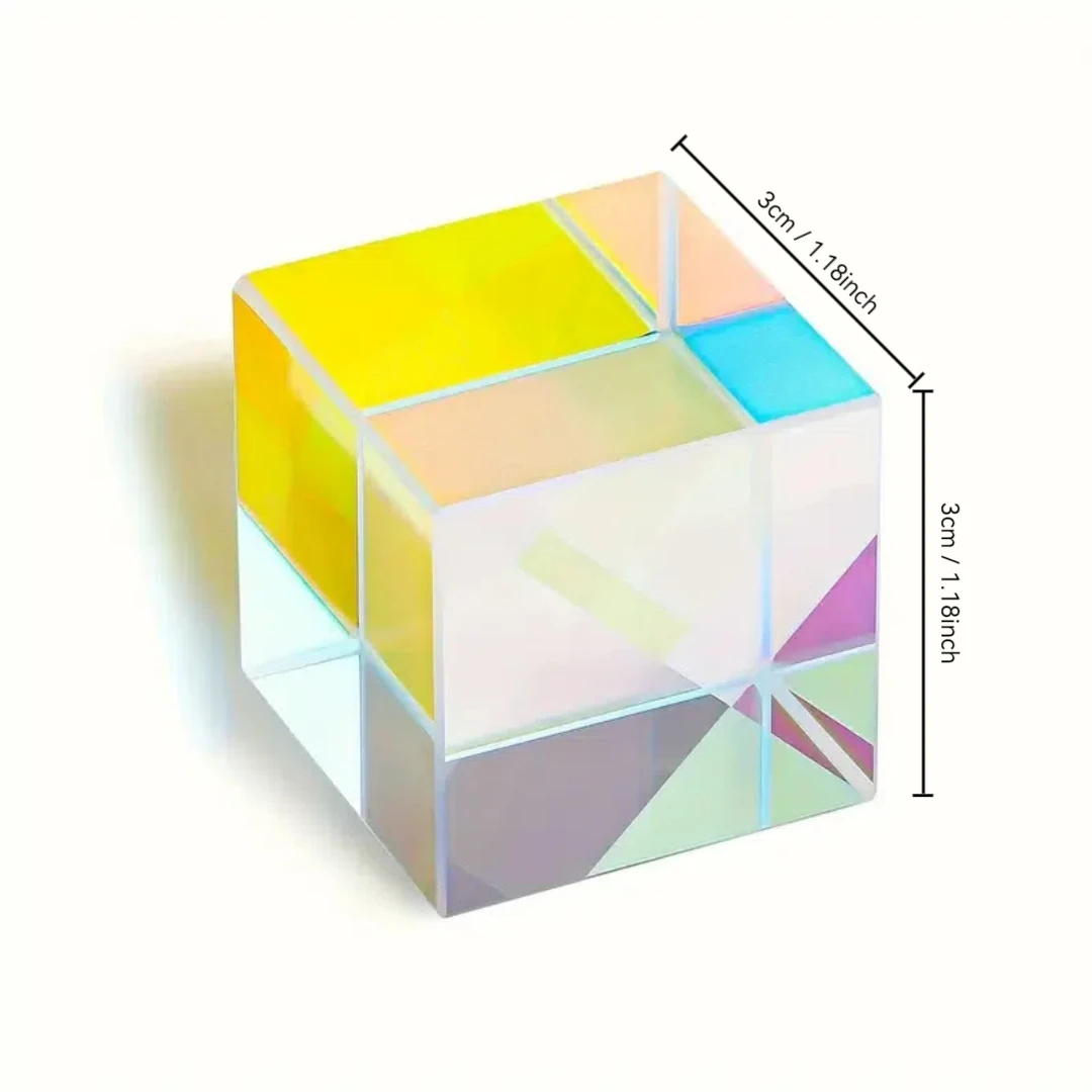 1pc Colored optical Glass X-Cube Prism RGB Dispersion prism for physics teaching, research, decoration, art education