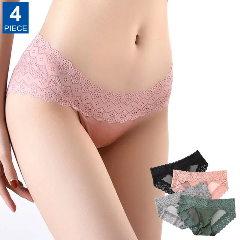 

lingerie sexy seducive 4 Pcs Sexy Lingerie Women Panties Lace Underwear French Ladies Seamless Knickers Underpant Briefs M/L/XL