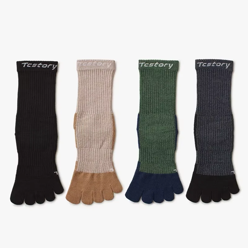 3 Pairs Men's Sports Five Finger Socks Coolmax Winter Keep Warm Sweat Absorption Anti-odor Long Tube Cycling Split Toe Socks