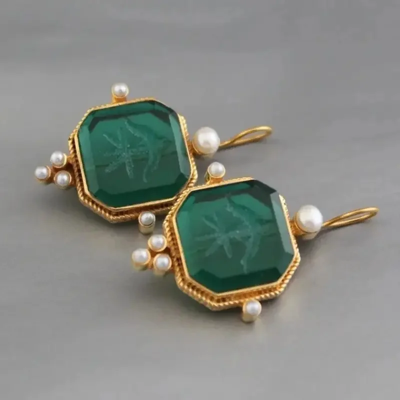 Elegant Vintage Geometric Pearl Pendant Drop Earrings Women Exquisite Hanging Piercing Earring Wed Bridal Jewelry Gift image 4
