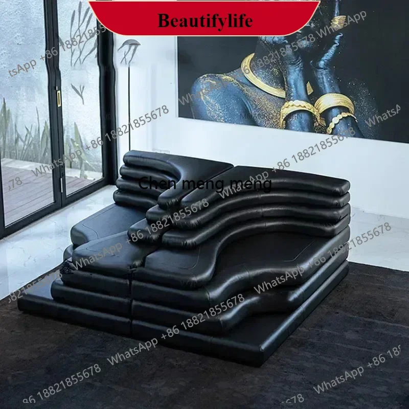 

Модульный диван M138 Cream для гостиной: современный, прямой, с откидной спинкой, органайзером, необычный, эргономичный, для зоны отдыха