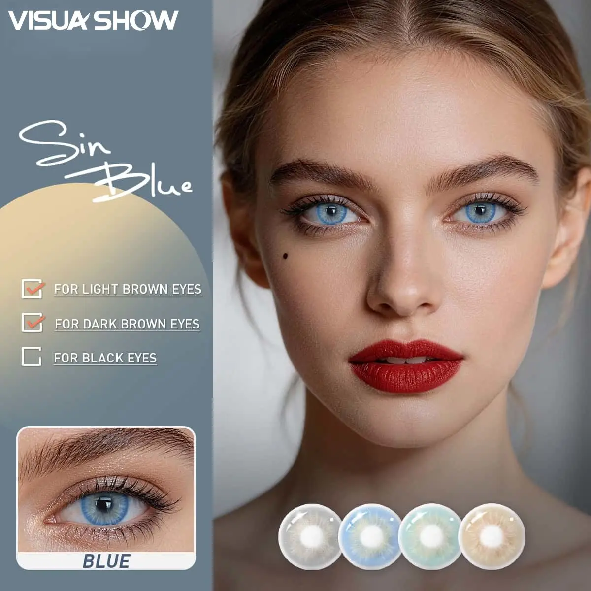 VISUASHOW Sin Brown Natürliche Kontaktlinsen mit Sehstärke 14,0 mm Kleine Pupille Weiche Farblinse für Tägliches Augen-Make-up – Detail 1