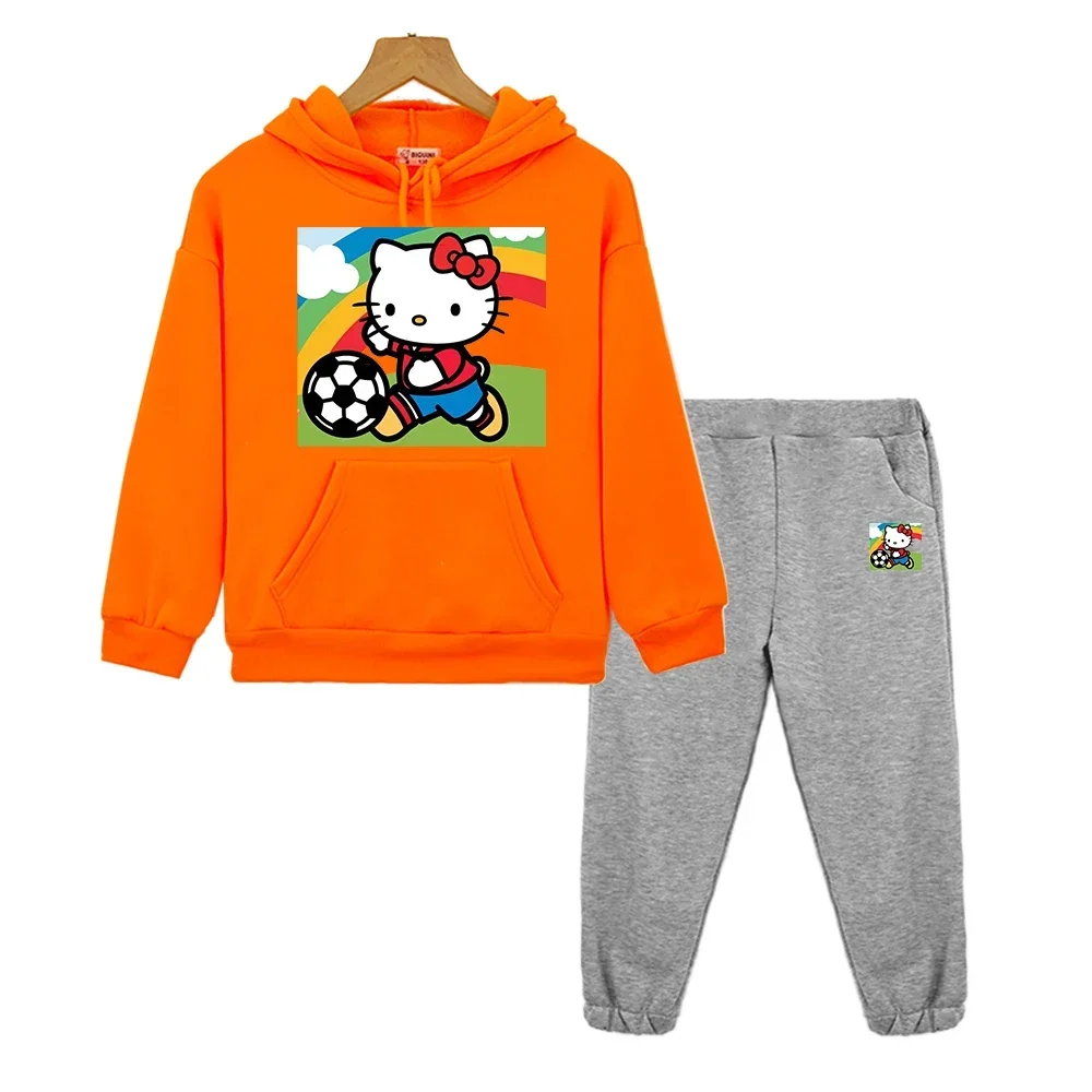

Sanrio Autumn Cartoon anime hoodie Fleece Sweatshirt hello kitty pullover+Pant kids boutique clothes boy girls Hooded Spors Sets
