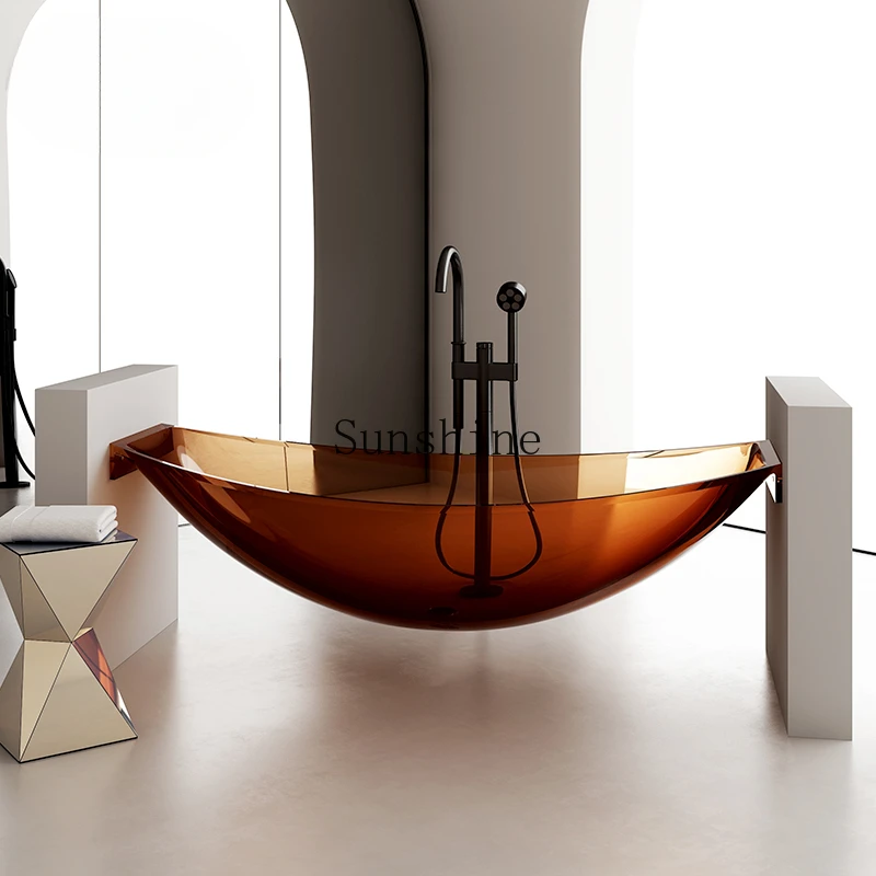 Transparent suspended hammock type bathtub Ship-shaped household resin large bath