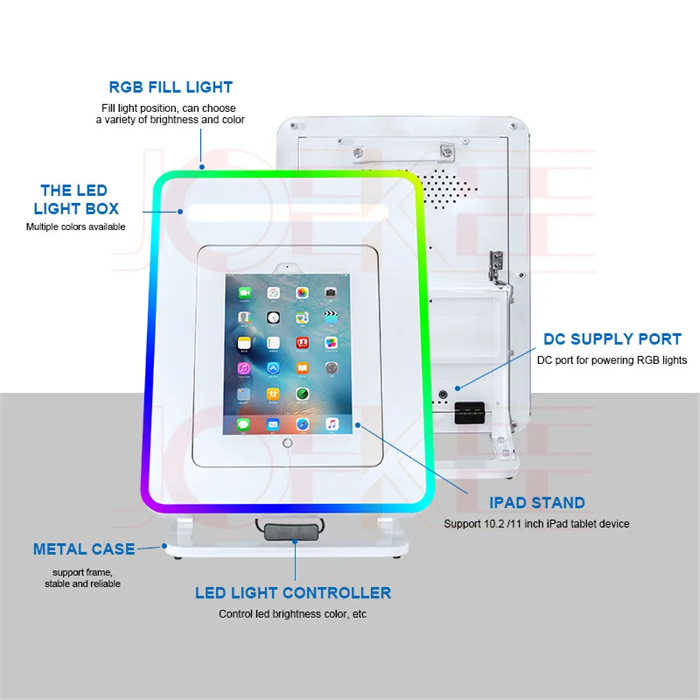 Desktop iPad Stand Adjustable Selfie Photobooth Shell iPad Photo Booth Machine With LED Ring Light For Wedding Partys Events