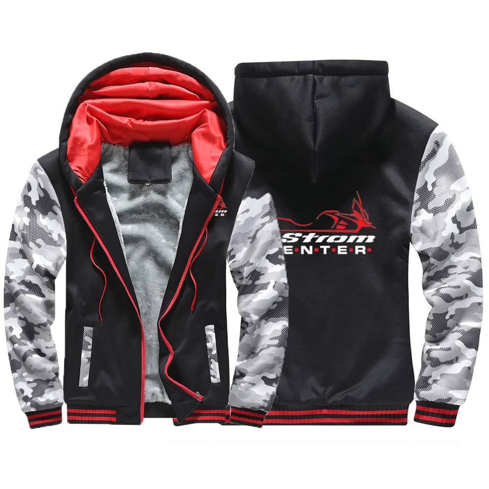 

V Strom Dl1000 Dl650 Adventure Motorcycle 2023 Men's New Winter Jacket Thick Zip Hooded Sweatshirt Outwear Warm Casual Clothing