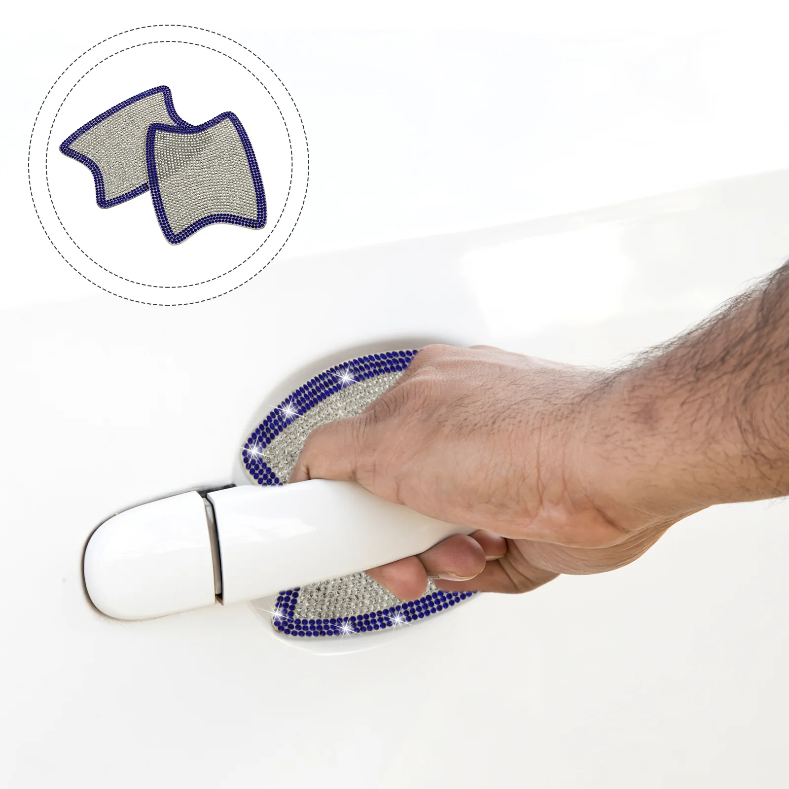 

2Pcs Door H Decals Rhinestone Stickers Blue Protective Cover Easy Apply Remove Scratch Resistant Reflective