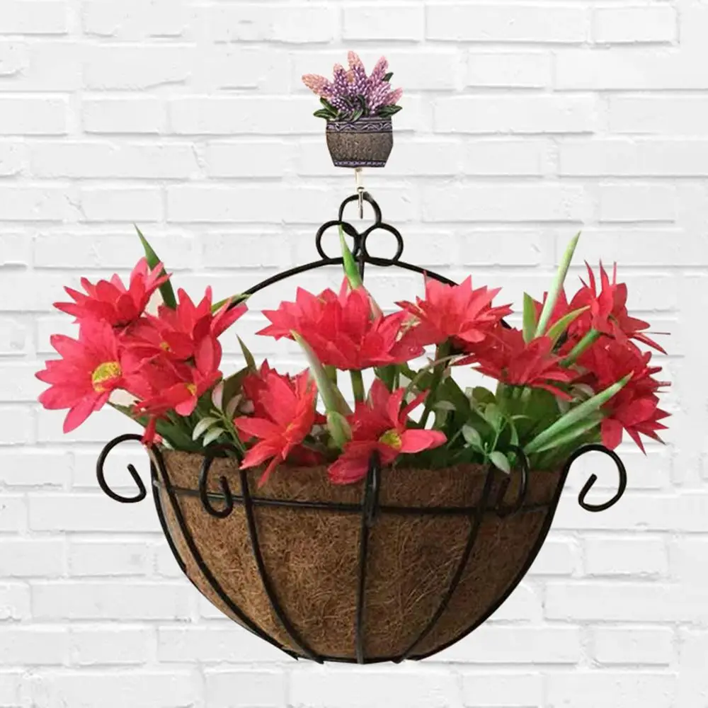 

Semi-hand Iron Wire Half Round Wall Hanging Yard N1N Balcony Decoration Garden Supplies Flower Pot Hanging Basket